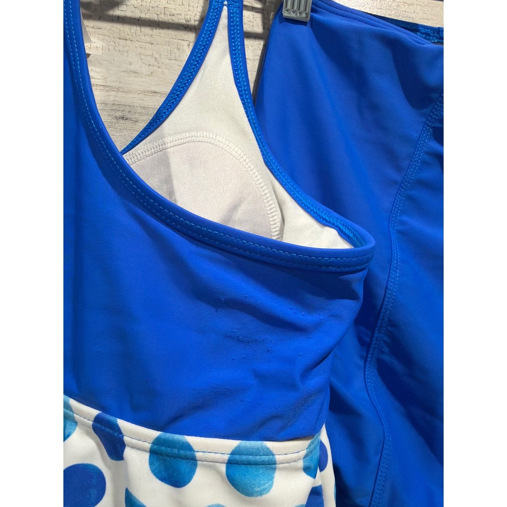 Lime Ricki Blue Polka Dot Tankini with Solid Royal Blue Bottoms - Picture 7 of 7